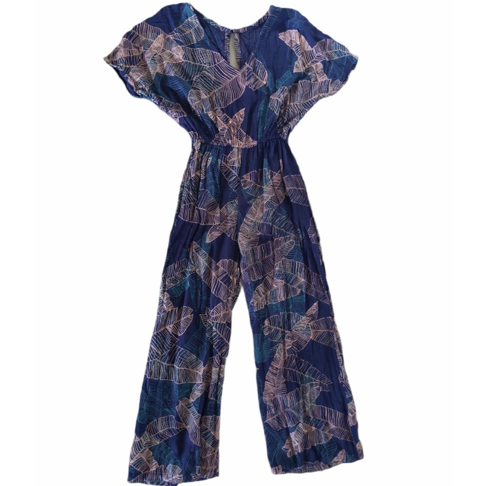 Tonle Sustainable Tropical Wide Leg Jumpsuit Small